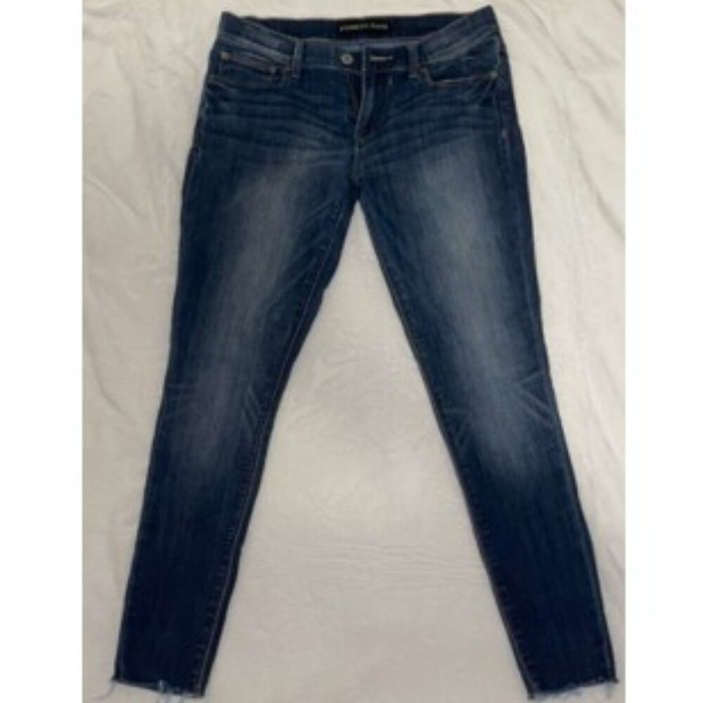 Express Jeans Women 32x27 Cropped Legging Mid Rise Blue Denim Straight